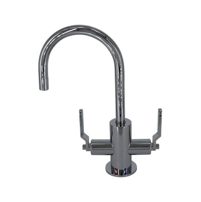 Hot and Cold Water Faucet with Contemporary Round Body and Industrial Lever Handles