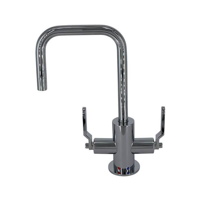 Hot and Cold Water Faucet with Contemporary Round Body and Industrial Lever Handles (90 Degree Spout)