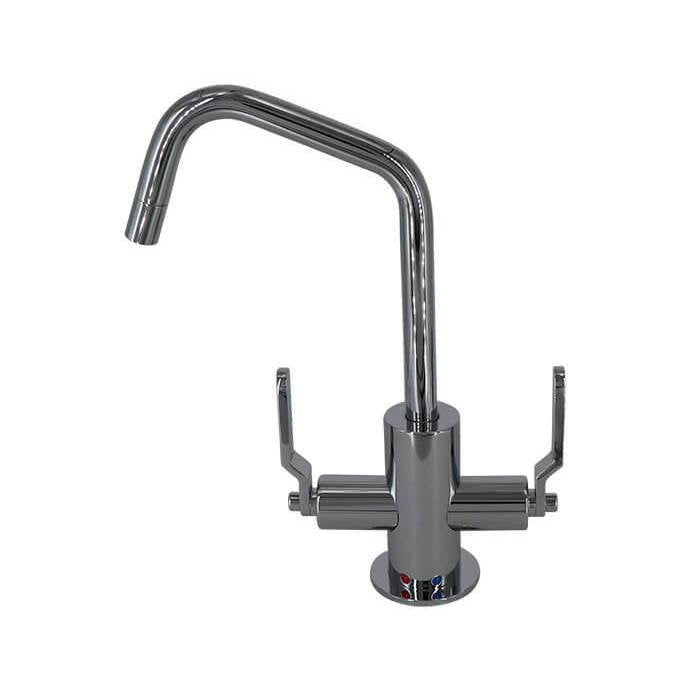 Hot and Cold Water Faucet with Contemporary Round Body and Industrial Lever Handles (120 Degree Spout)