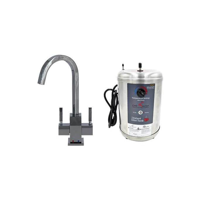 Hot and Cold Water Faucet with Contemporary Square Body and Little Gourmet Premium Hot Water Tank