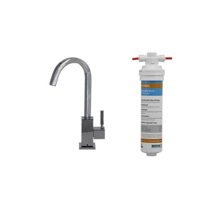 Point-of-Use Drinking Faucet with Contemporary Square Body and Mountain Pure Water Filtration System