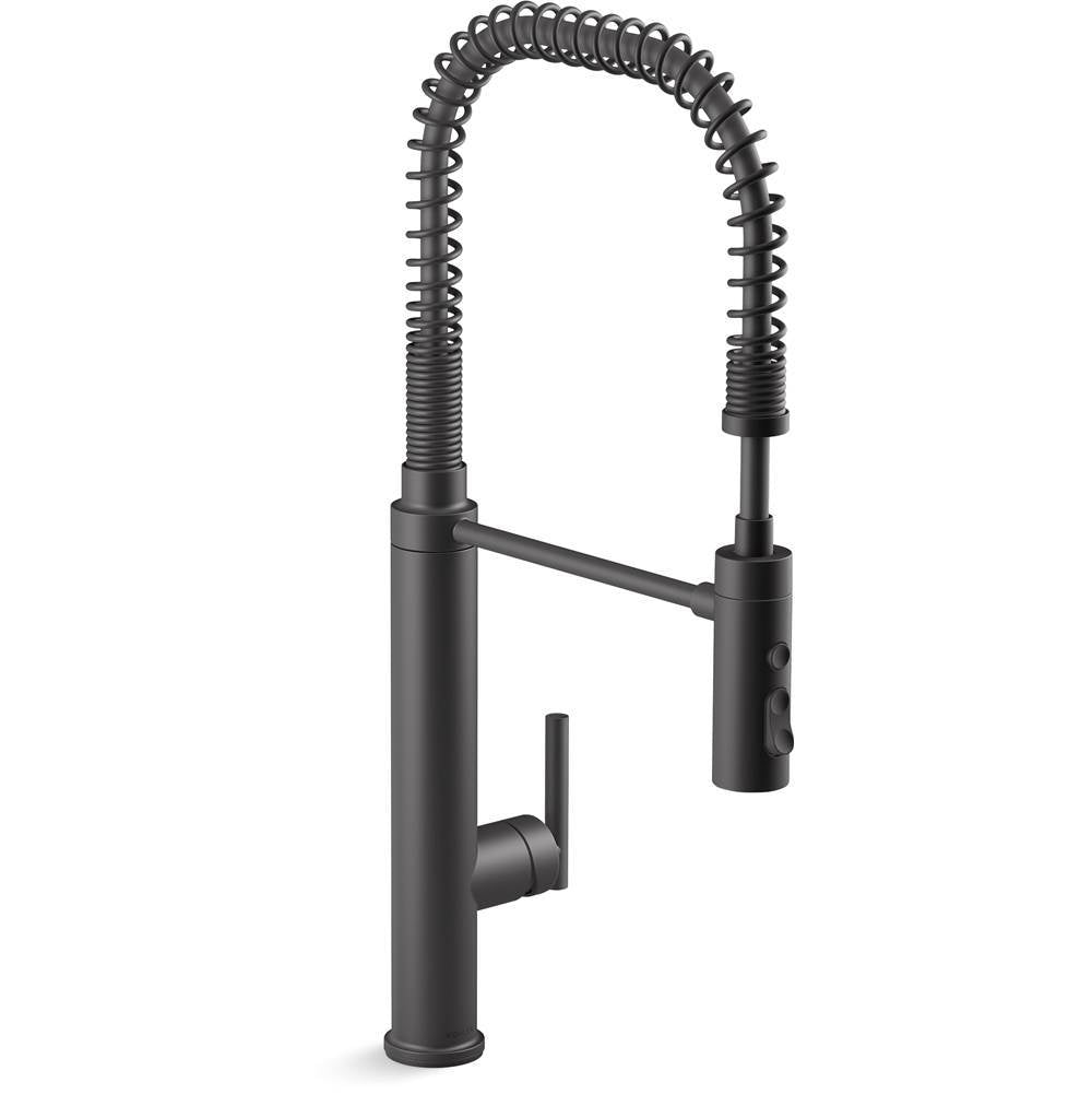 Purist Semi-professional kitchen sink faucet with three-function sprayhead