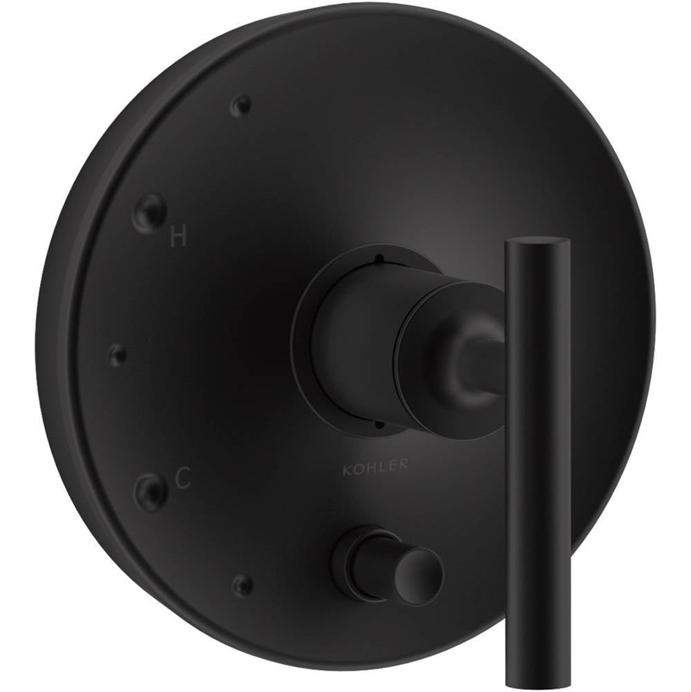 Purist Rite-Temp valve trim with push-button diverter and lever handle