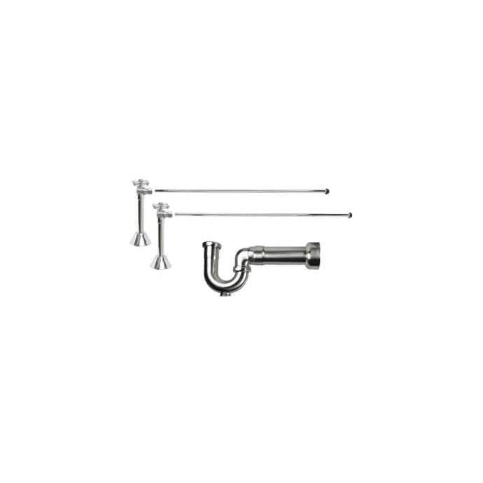 Lavatory Supply Kit - Brass Cross Handle with 1/4 Turn Ball Valve (MT629-NL) - Angle Sweat, Massachusetts P-Trap