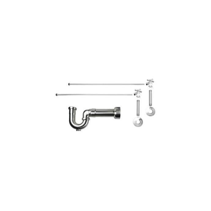 Lavatory Supply Kit - Brass Cross Handle with 1/4 Turn Ball Valve (MT616-NL) - Angle, Massachusetts P-Trap