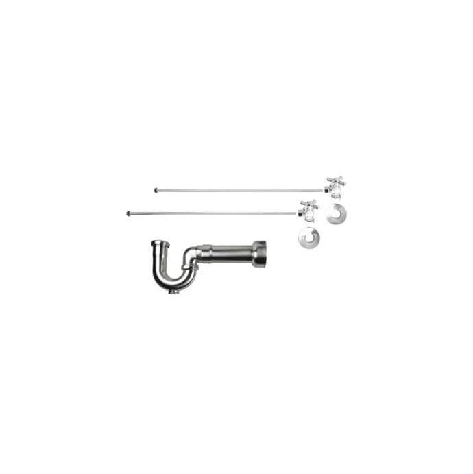Lavatory Supply Kit - Brass Cross Handle with 1/4 Turn Ball Valve (MT621-NL) - Angle, Massachusetts P-Trap