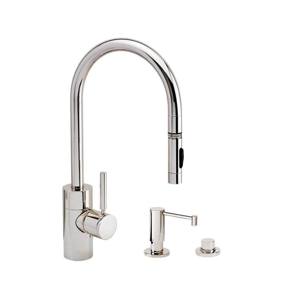 Contemporary PLP Pulldown Faucet - Lever Sprayer - 3pc. Suite