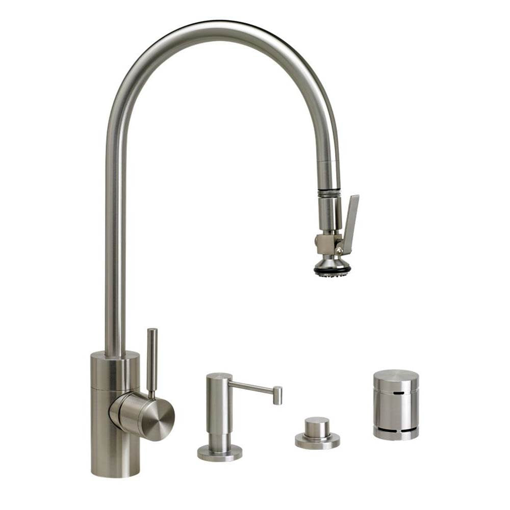 Contemporary Extended Reach PLP Pulldown Faucet - Lever Sprayer - 4pc. Suite