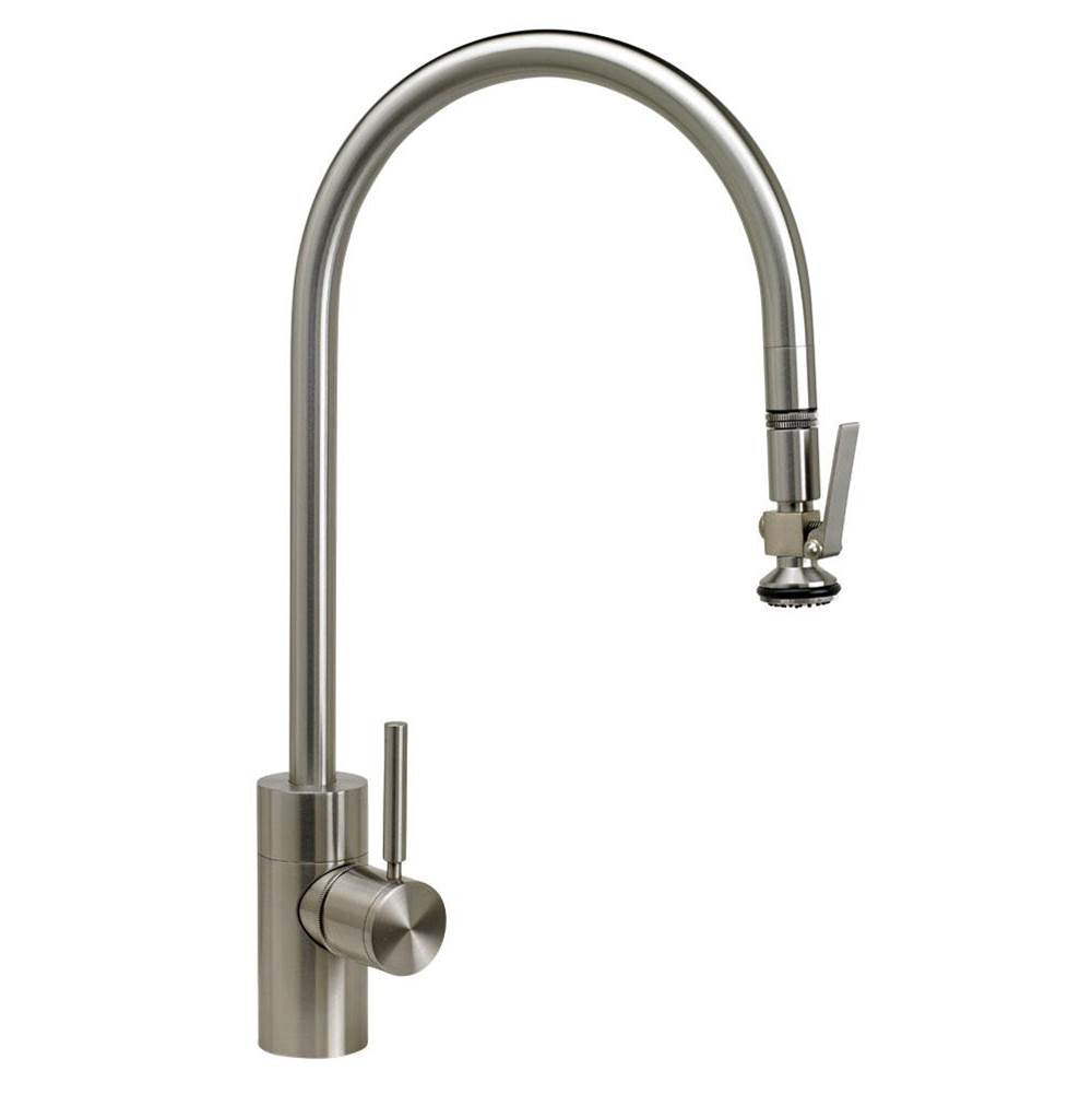 Contemporary Extended Reach PLP Pulldown Faucet - Lever Sprayer