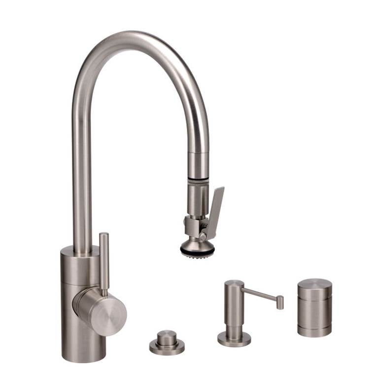 Contemporary PLP Pulldown Faucet - Lever Sprayer - 4pc. Suite