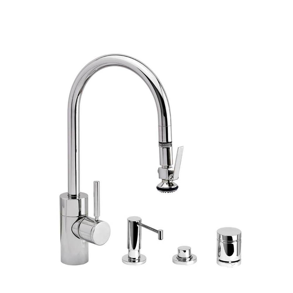 Contemporary PLP Pulldown Faucet - Lever Sprayer - 4pc. Suite