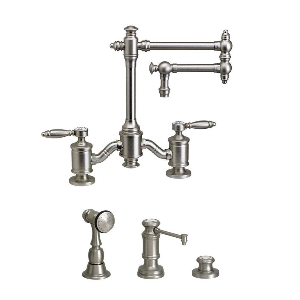 Towson Bridge Faucet - 12" Articulated Spout - Lever Handles - 3pc. Suite