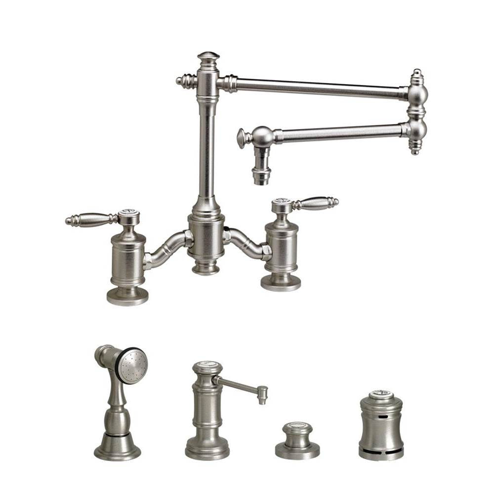Towson Bridge Faucet - 18" Articulated Spout - Lever Handles - 4pc. Suite