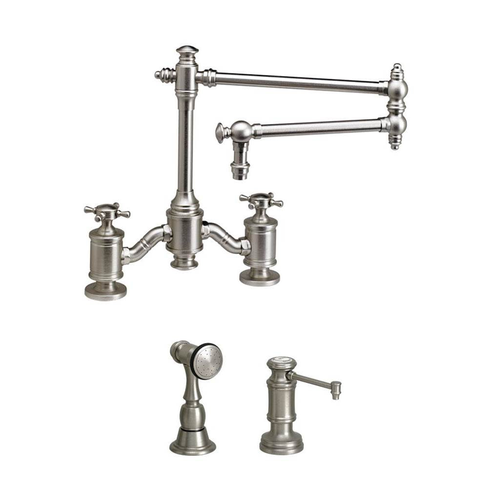 Towson Bridge Faucet - 18" Articulated Spout - Cross Handles - 2pc. Suite