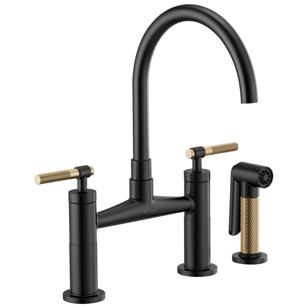 Litze Bridge Faucet with Arc Spout and Knurled Handle