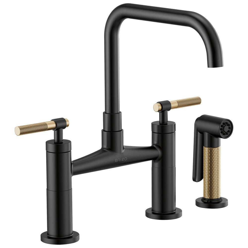 Litze Bridge Faucet with Square Spout and Knurled Handle