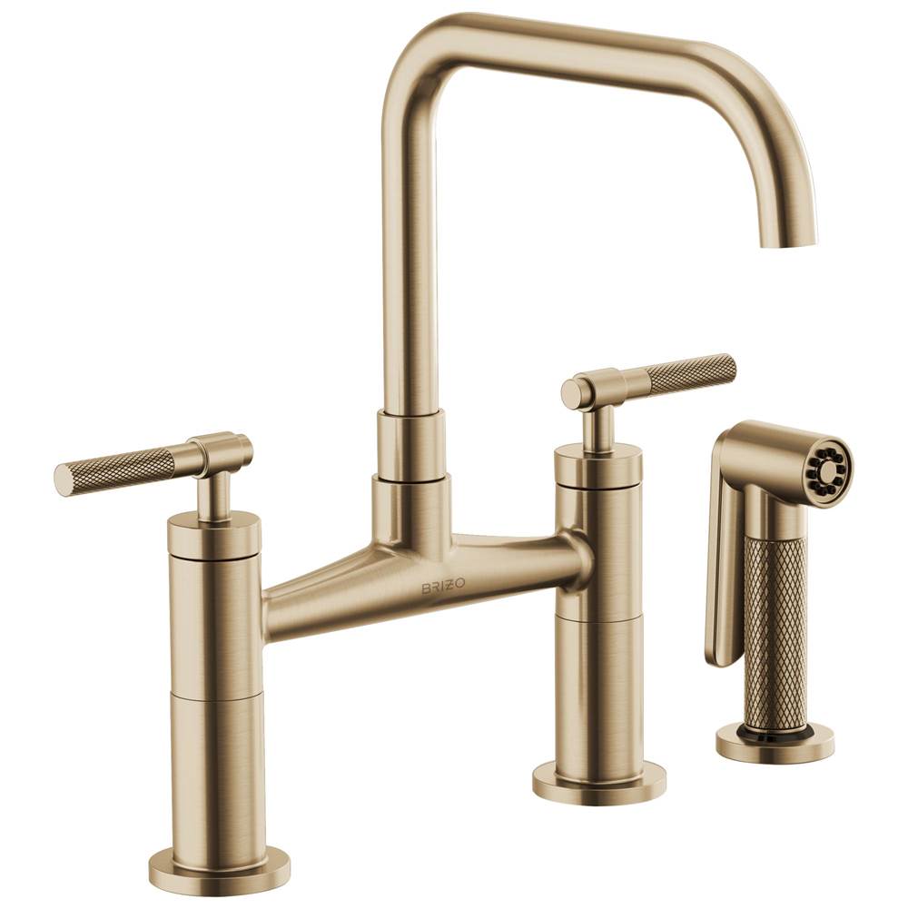 Litze Bridge Faucet with Square Spout and Knurled Handle