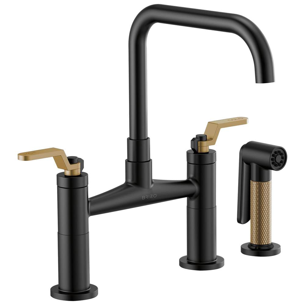 Litze Bridge Faucet with Square Spout and Industrial Handle