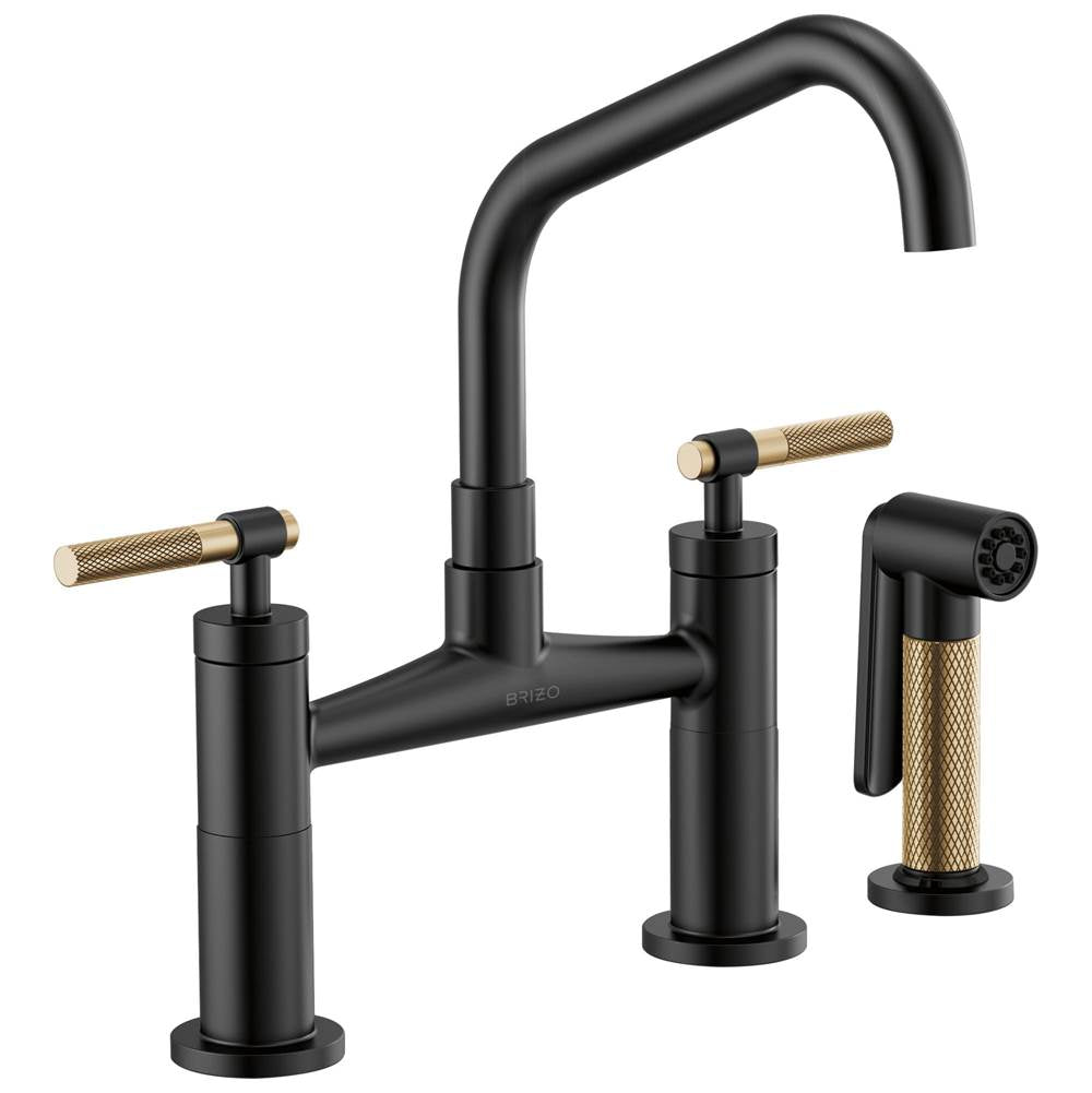 Litze Bridge Faucet with Angled Spout and Knurled Handle