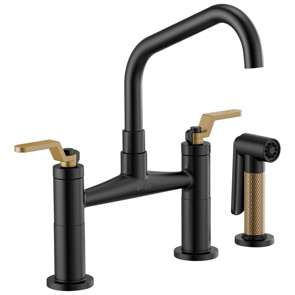 Litze Bridge Faucet with Angled Spout and Industrial Handle
