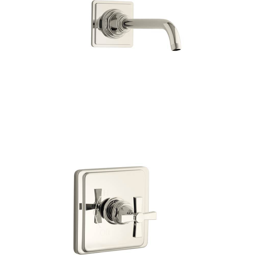 Pinstripe Pure Rite-Temp shower trim kit with cross handle, without showerhead