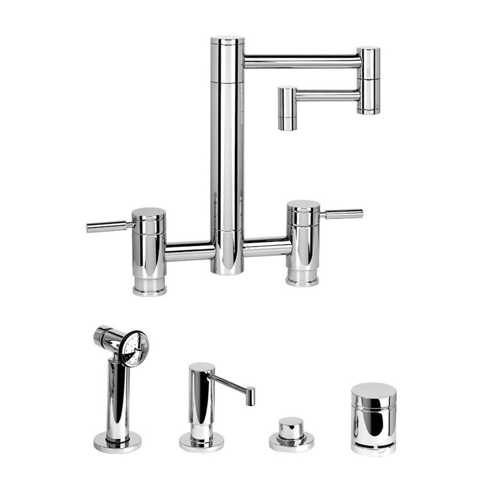 Hunley Bridge Faucet - 12" Articulated Spout - 4pc. Suite