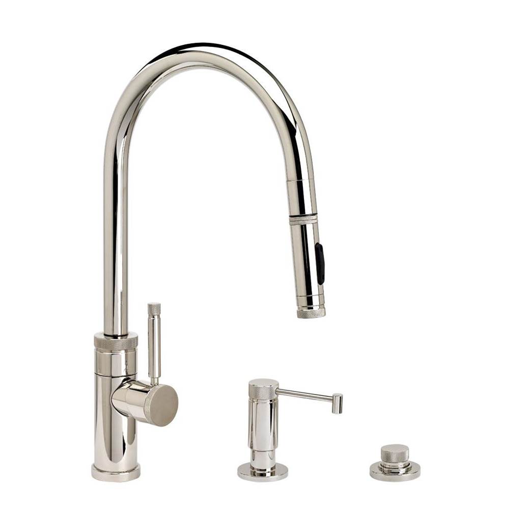 Industrial PLP Pulldown Faucet - Toggle Sprayer - Angled Spout - 3pc. Suite
