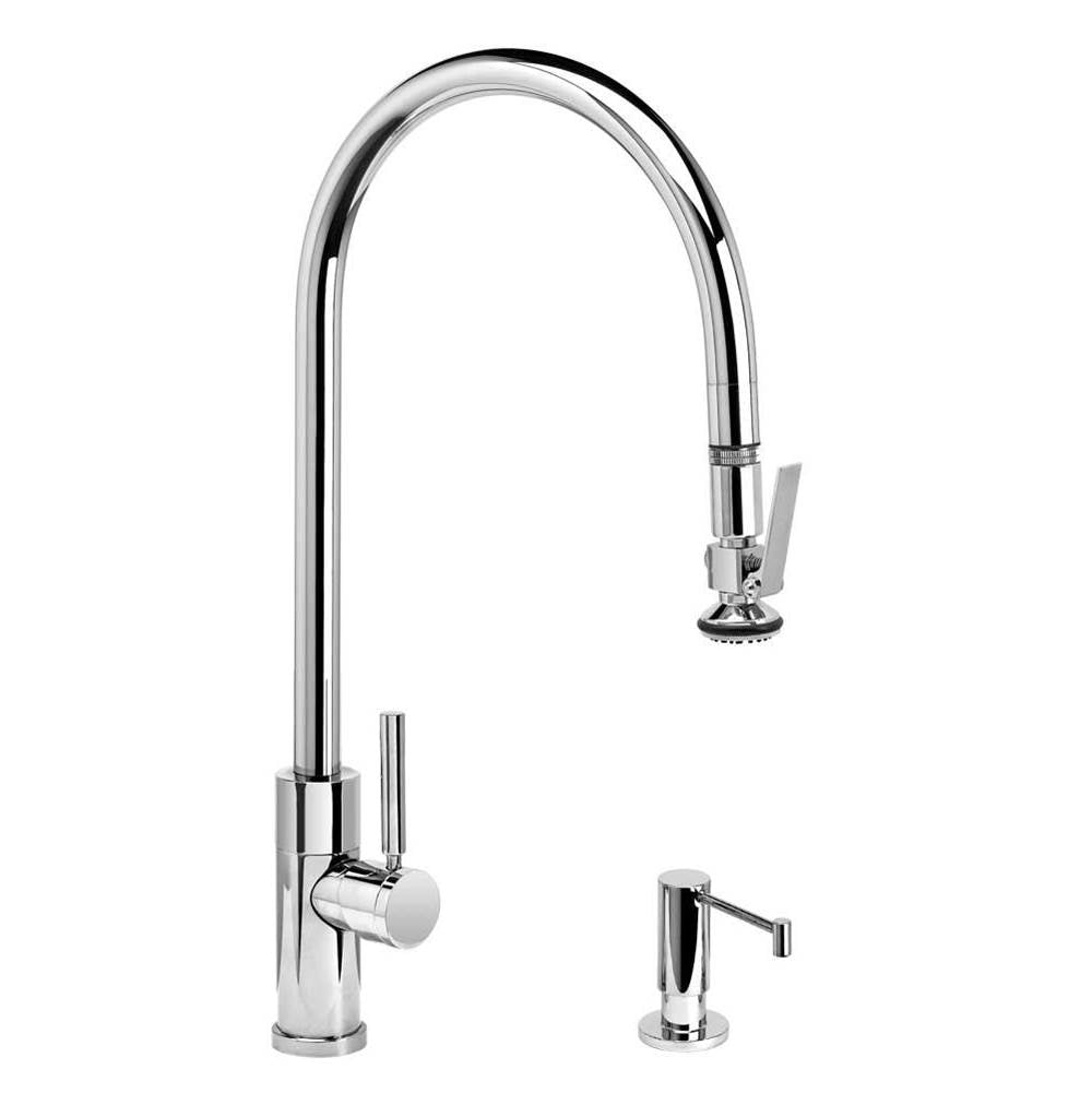 Modern Extended Reach PLP Pulldown Faucet - Lever Sprayer - 2pc. Suite