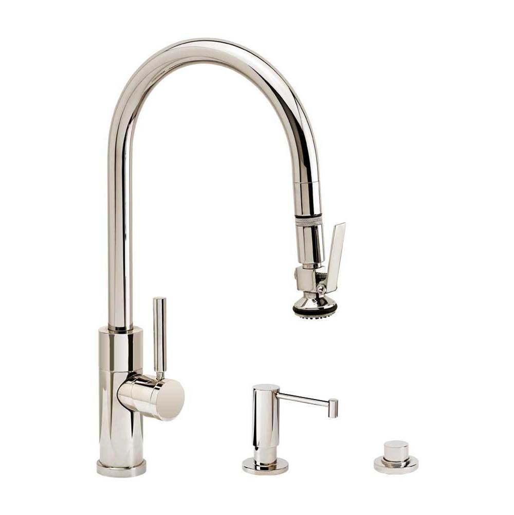 Modern PLP Pulldown Faucet - Lever Sprayer - Angled Spout - 3pc. Suite