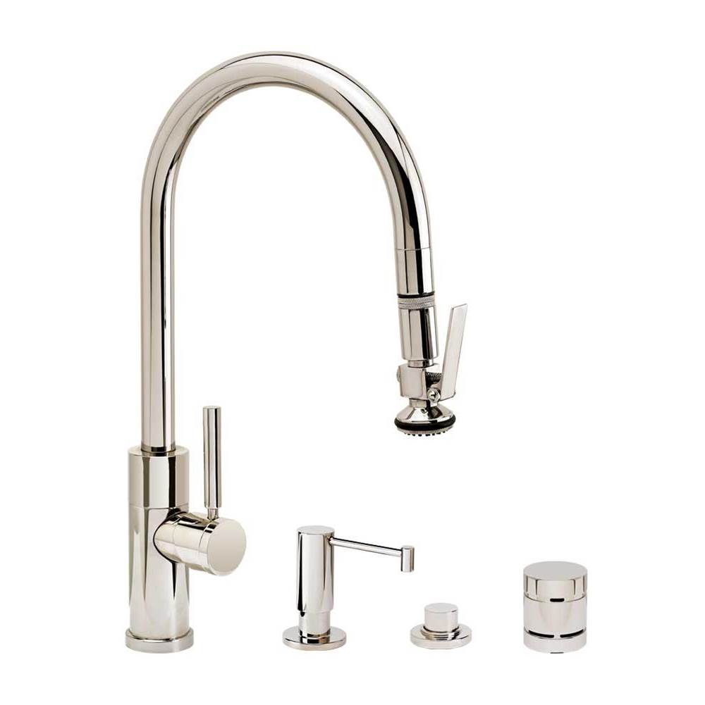 Modern PLP Pulldown Faucet - Lever Sprayer - Angled Spout - 4pc. Suite