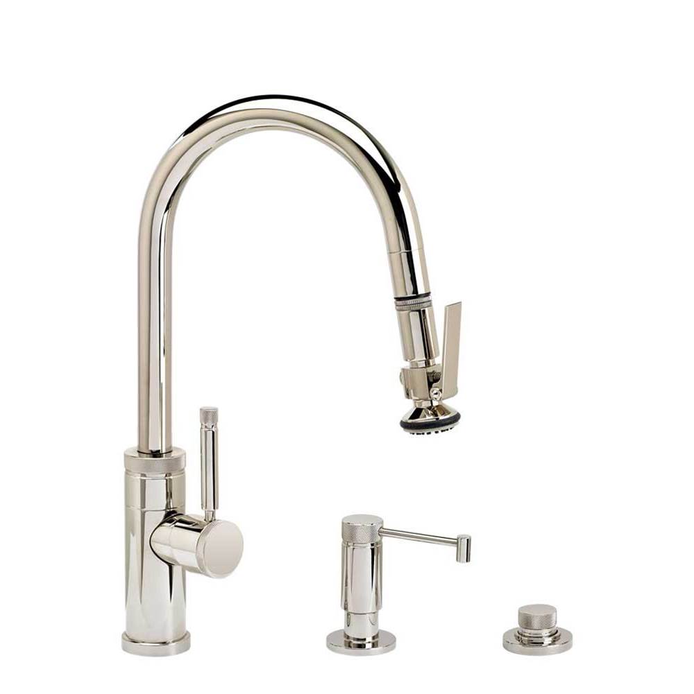 Industrial Prep Size PLP Pulldown Faucet - Lever Sprayer - Angled Spout - 3pc. Suite
