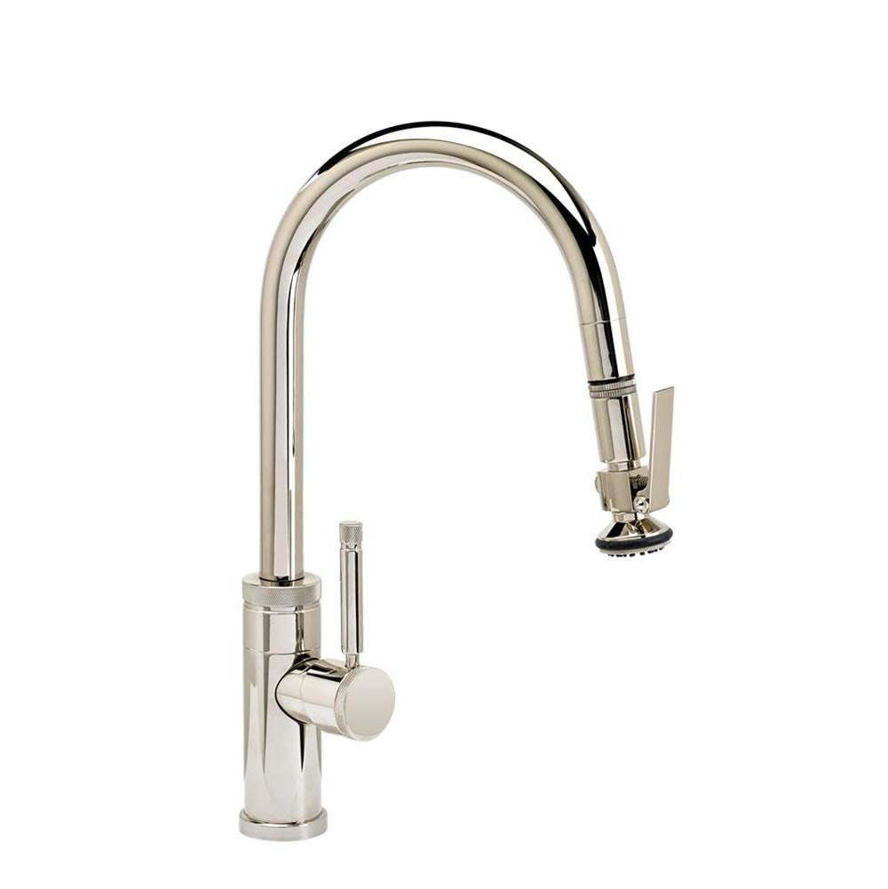 Industrial Prep Size PLP Pulldown Faucet - Lever Sprayer - Angled Spout