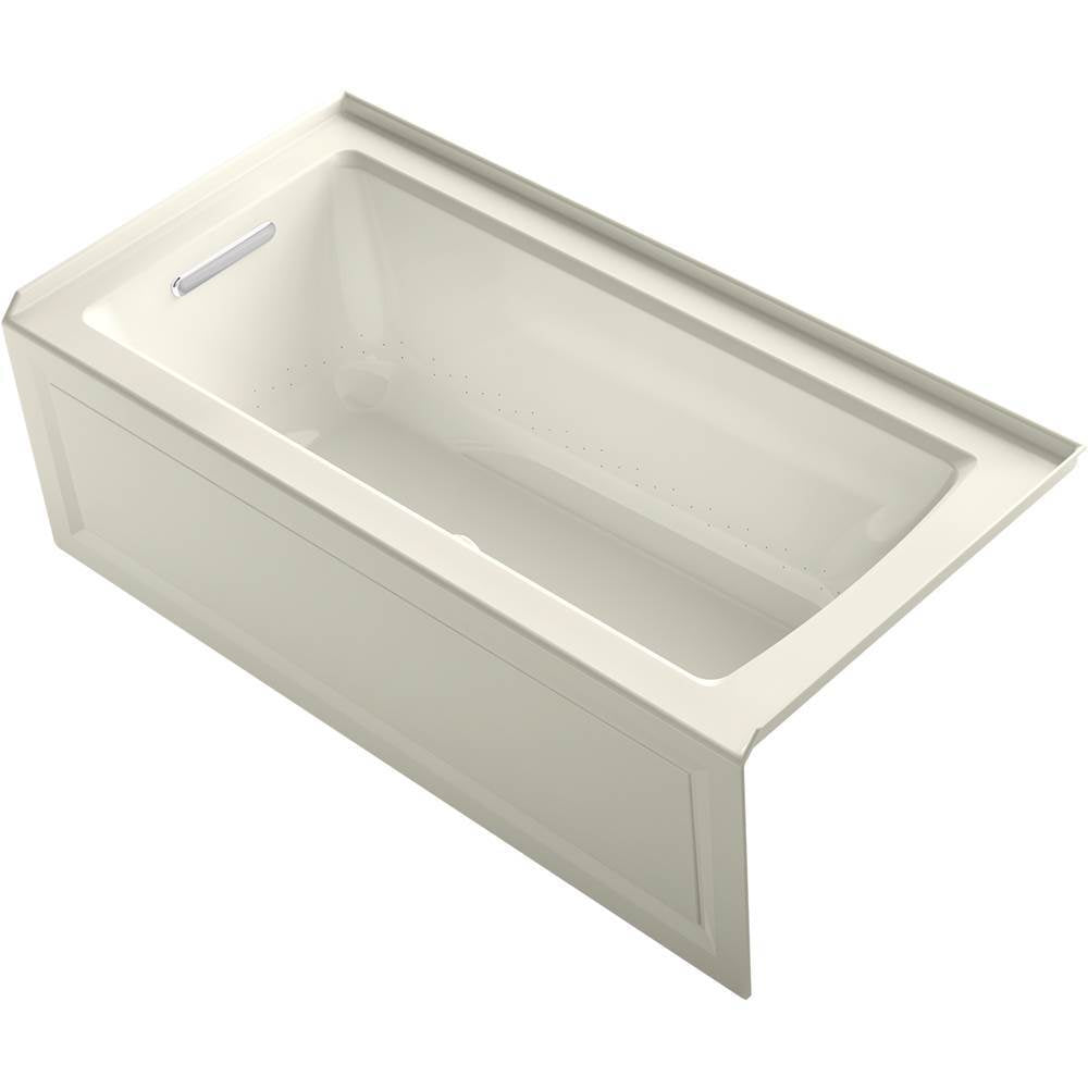 Archer 60" x 30" alcove Heated BubbleMassage air bath with Bask heated surface, left drain