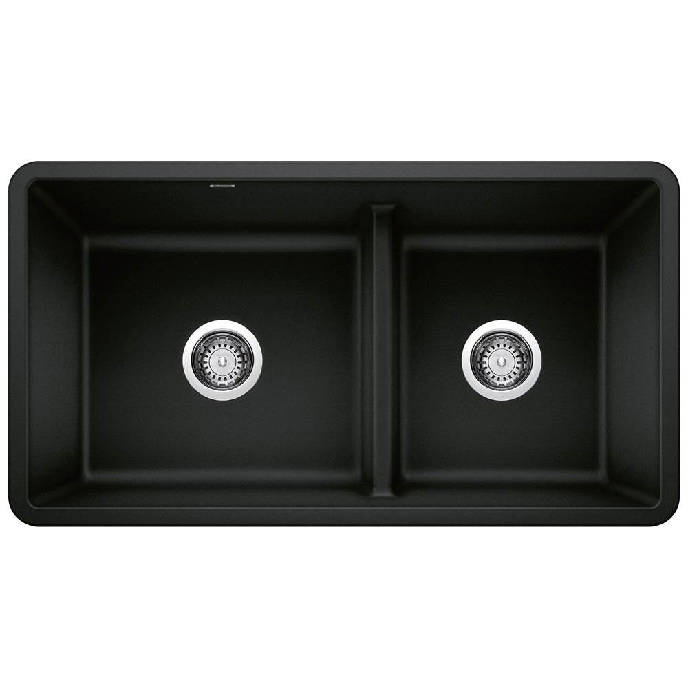 Precis SILGRANIT 33" 60/40 Reversible Double Bowl Undermount Kitchen Sink with Low Divide - Coal Black