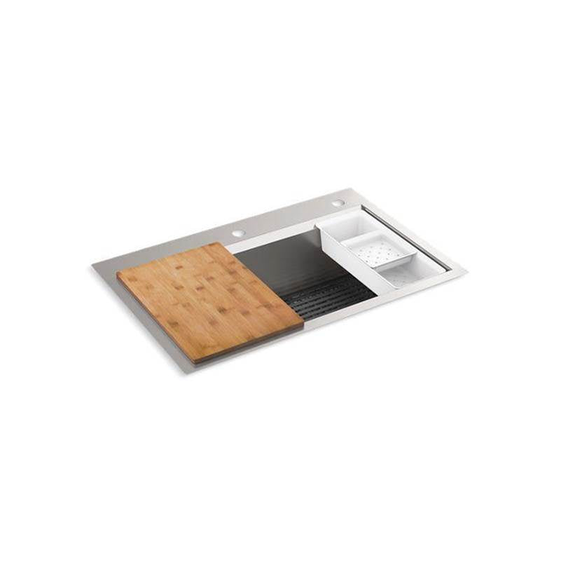 Task 33" top-/undermount single-bowl workstation kitchen sink