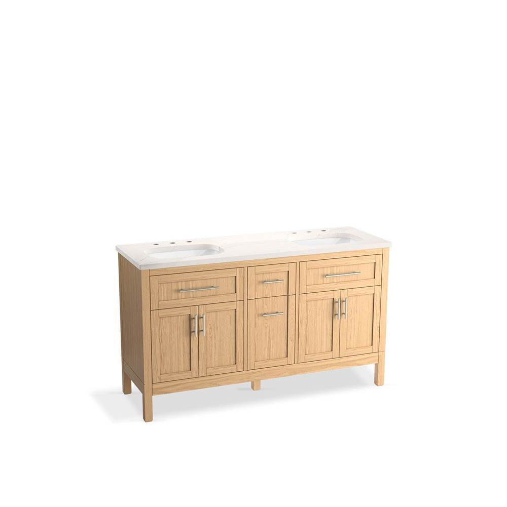 Hadron 60" bathroom vanity cabinet with sinks and quartz top
