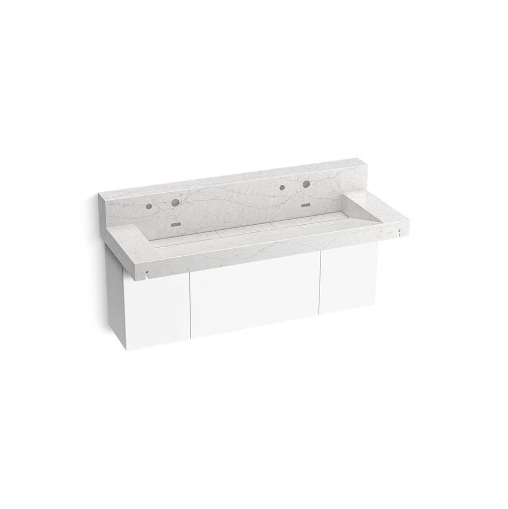Constellation 60" wall-mount trough lavatory system with backsplash