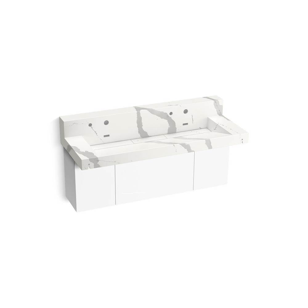 Constellation 60" wall-mount trough lavatory system with backsplash