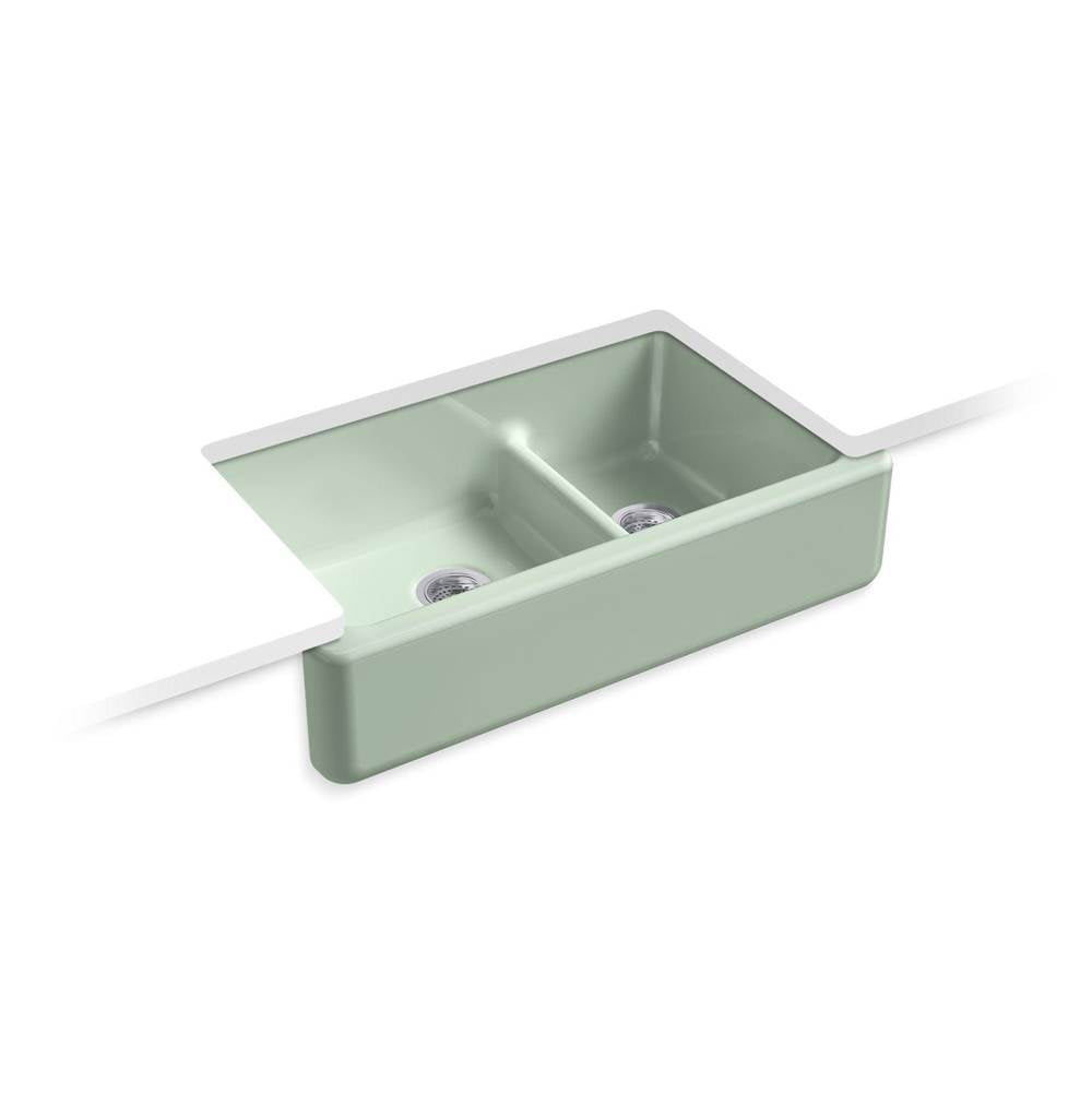 Whitehaven Smart Divide 35-3/4" undermount double-bowl farmhouse kitchen sink
