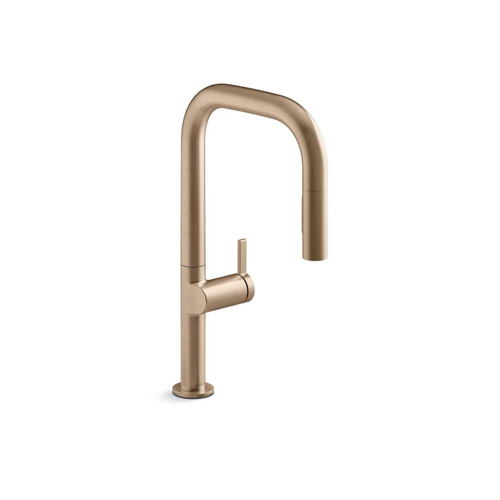 Components Pull-down kitchen sink faucet with two-function sprayhead