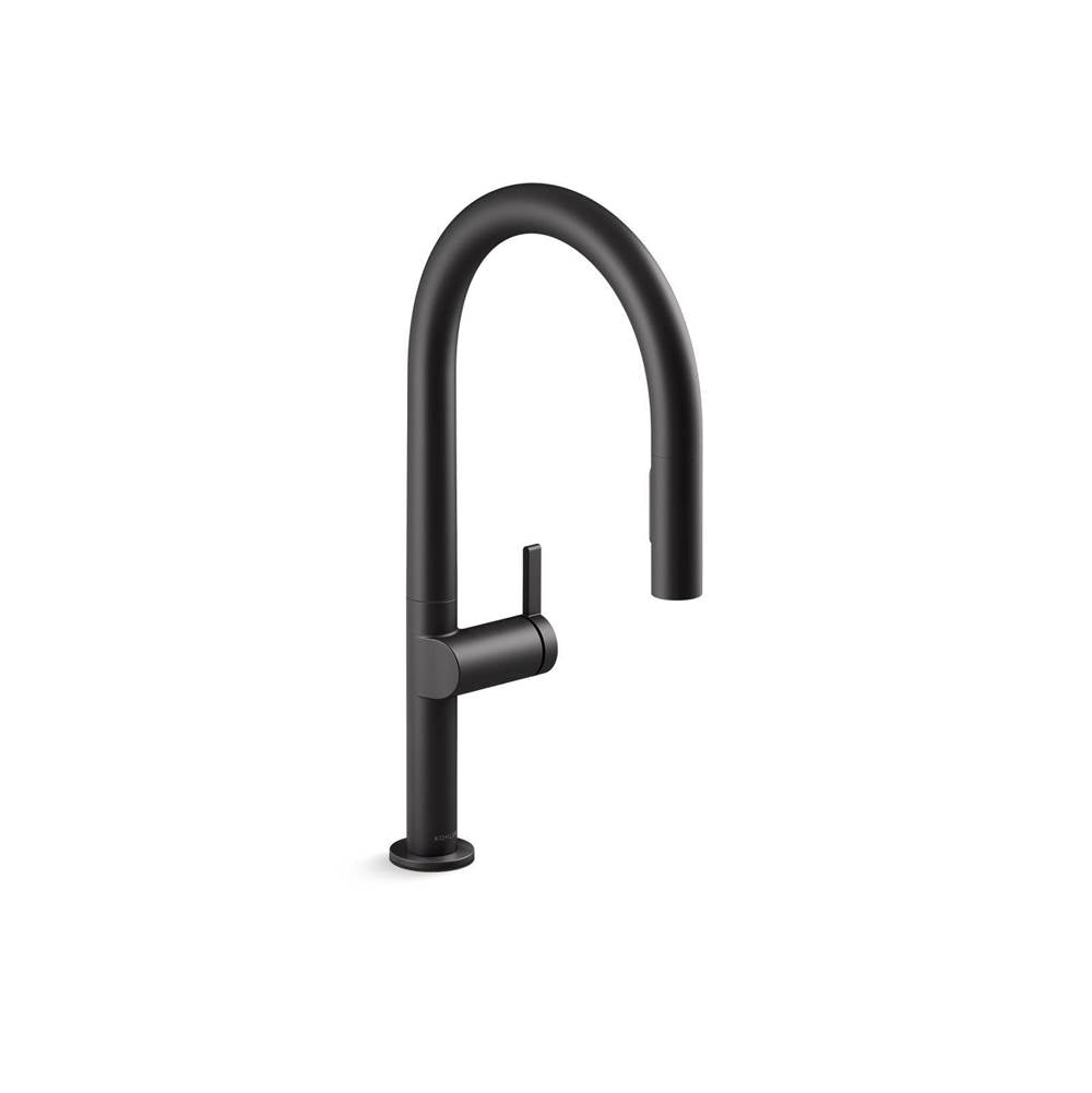 Components Pull-down kitchen sink faucet with two-function sprayhead