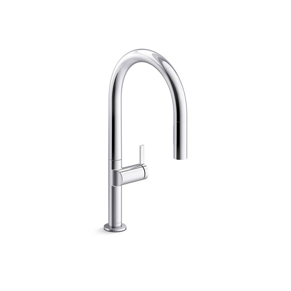 Components Pull-down kitchen sink faucet with two-function sprayhead