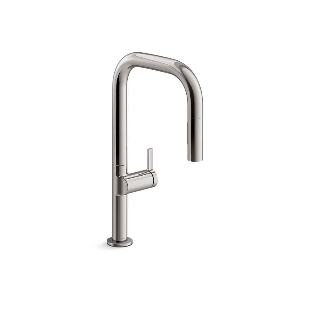 Components Pull-down kitchen sink faucet with two-function sprayhead