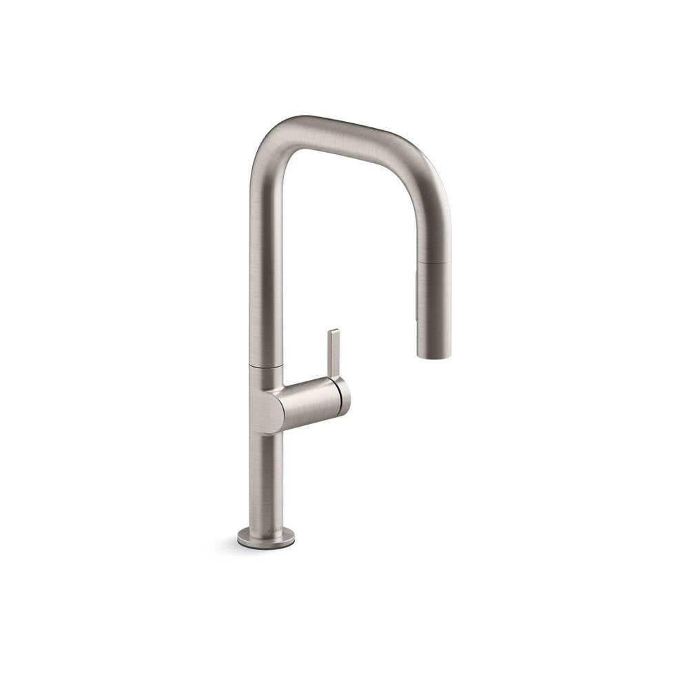Components Pull-down kitchen sink faucet with two-function sprayhead