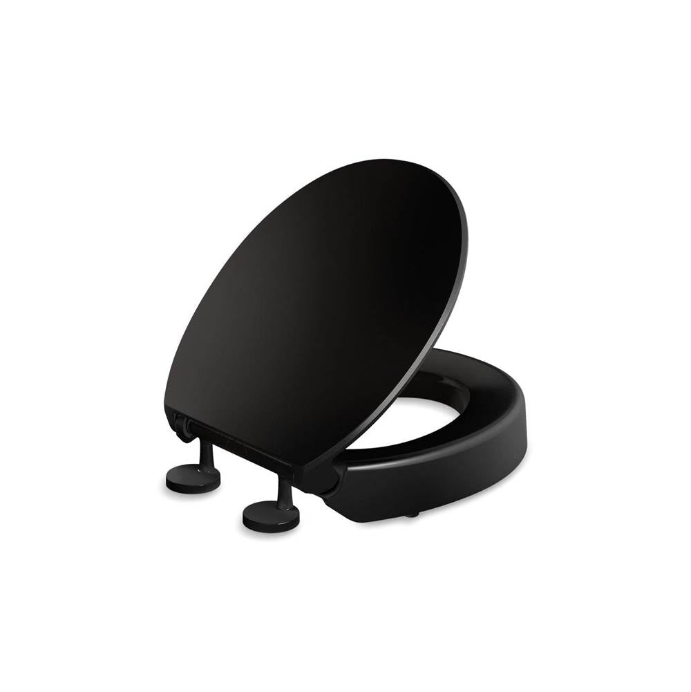 Elevated Quiet-Close round-front toilet seat