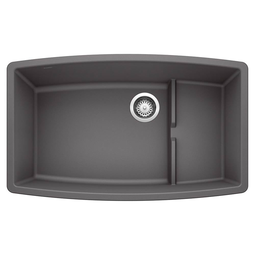 Performa Cascade SILGRANIT 32" Single Bowl Undermount Kitchen Sink with Colander - Coal Black
