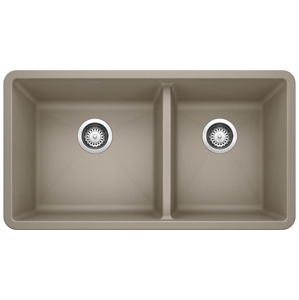Precis SILGRANIT 33" 60/40 Double Bowl Undermount Kitchen Sink - Coal Black