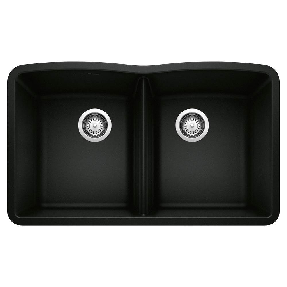 Diamond SILGRANIT 32" 50/50 Double Bowl Undermount Kitchen Sink - Coal Black
