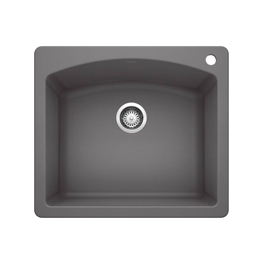 Diamond SILGRANIT 25" Single Bowl Dual Mount Kitchen Sink - Coal Black