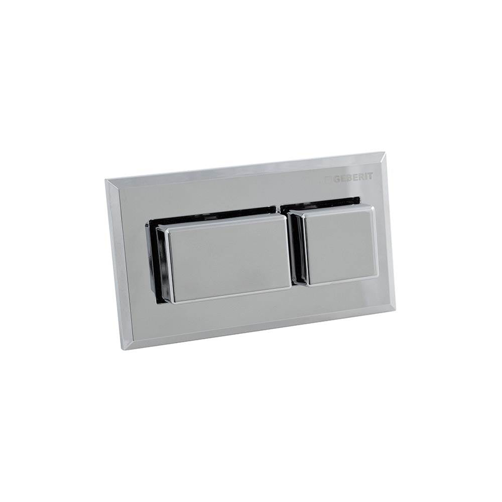 Remote Flush Actuation, Square Design, Pneumatic, For Dual Flush, Concealed Actuator, Protruding: Bright Chrome-Plated